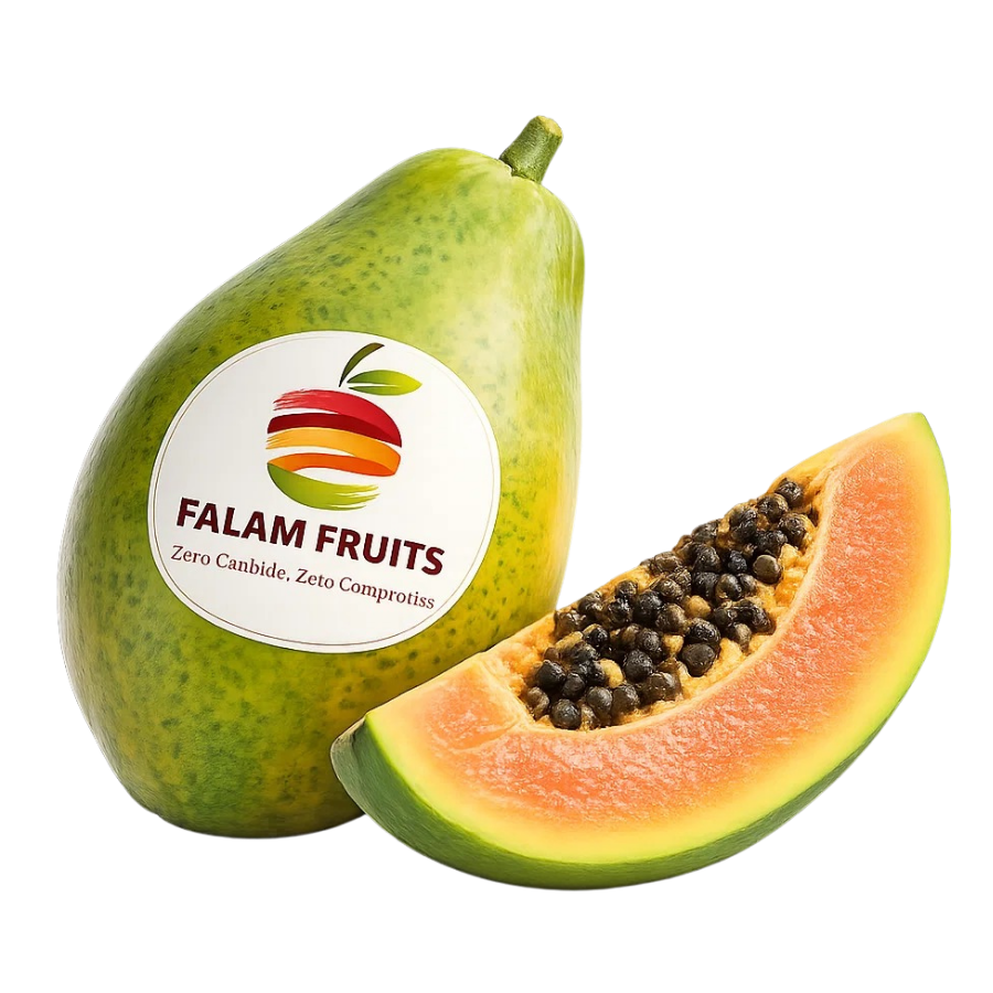 Fresh carbide-free papaya sliced showing deep orange pulp